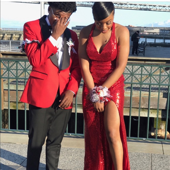 Red Sequin Prom dress - Picture 2 of 4